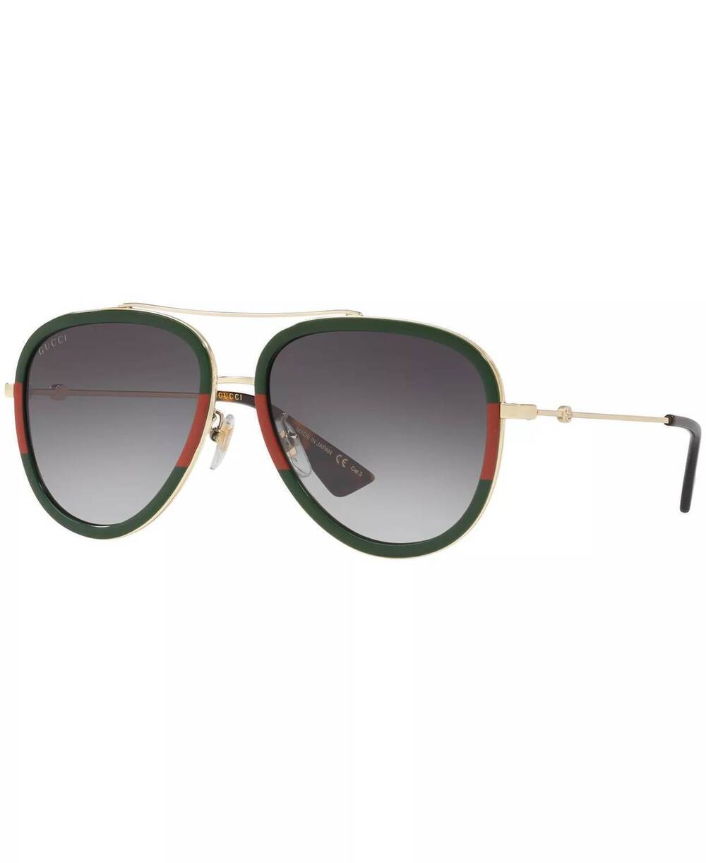 NEW GUCCI women's aviator sunglasses in gold /green/ red